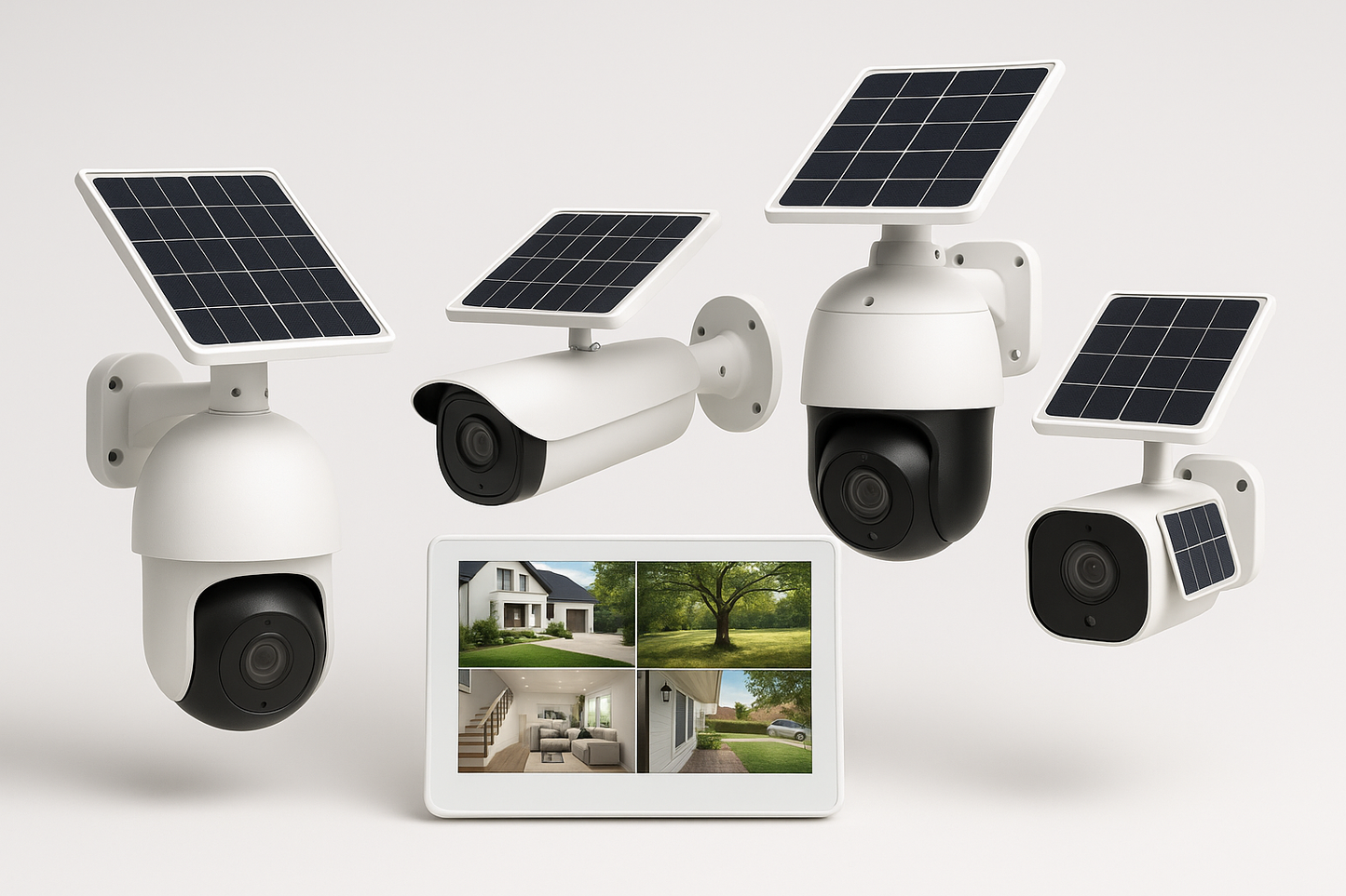 🔒 Kit 4 Caméras WiFi avec Panneaux Solaires – Sécurité Autonome et Connectée