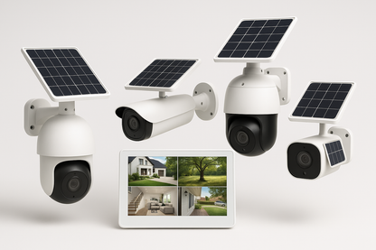 🔒 Kit 4 Caméras WiFi avec Panneaux Solaires – Sécurité Autonome et Connectée
