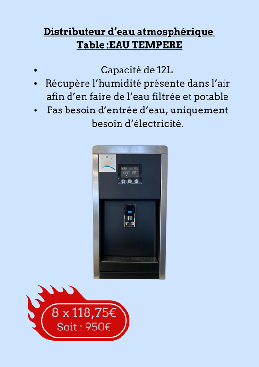 💧 Distributeur d’eau atmosphérique Table – Eau tempéré Capacité 12L
