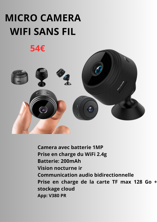 Micro Caméra WiFi Sans Fil – Surveillance Discrète et Sécurisée