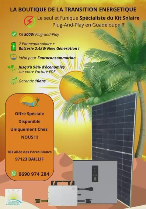 ⚡ Kit Solaire Plug-and-Play 800W avec Batterie 2.4 kWh